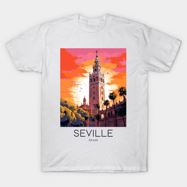 A Pop Art Travel Print of Seville - Spain T-Shirt by Studio Red Koala